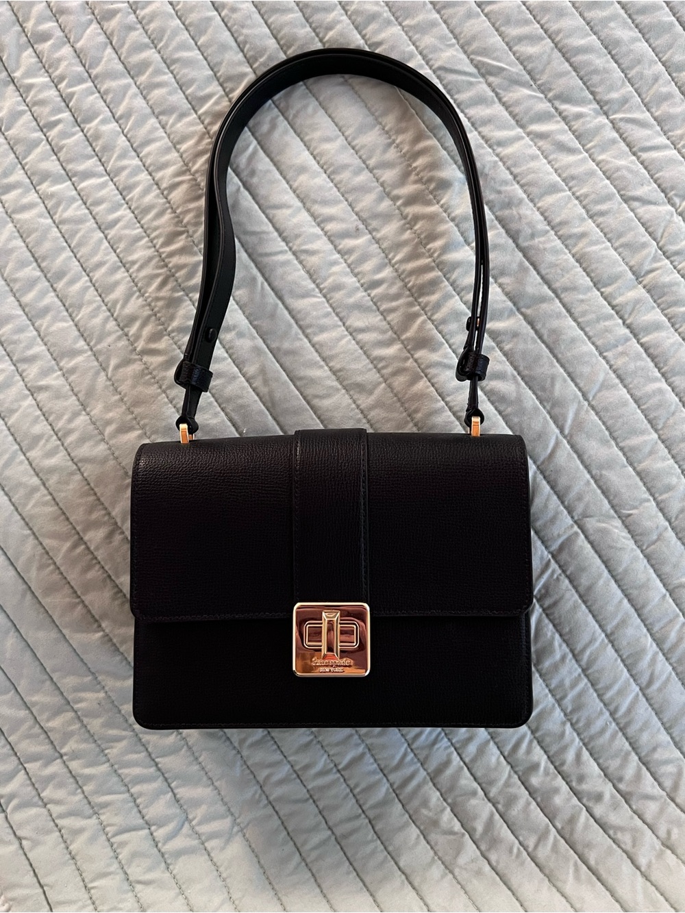 kate spade Black Leather Shoulder Bag with Gold Hardware
